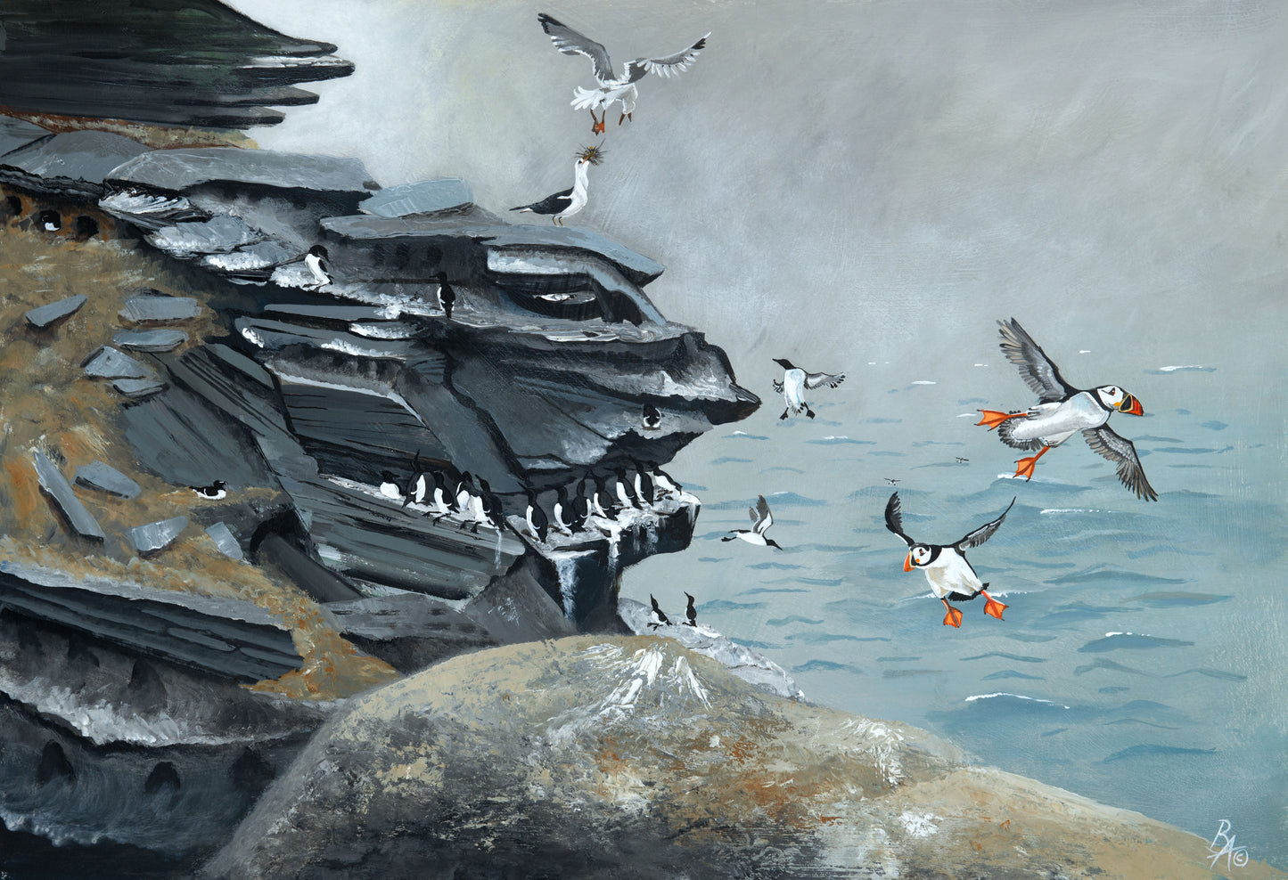 'Short Island Puffins' Original Painting