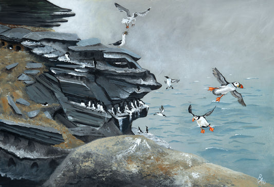 'Short Island Puffins' Original Painting